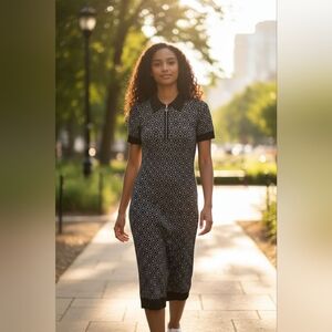 ⚡️SALE Michael Kors Black Logo Jacquard Polo Dress